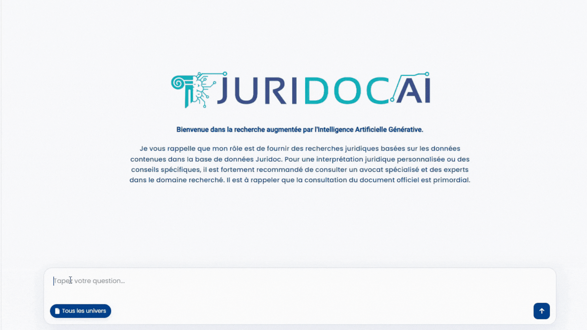 Démonstration de la recherche juridique IA Juridoc